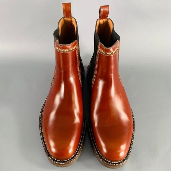 LANVIN Size 9 Cognac Brown Leather Pull On Boots main image 3